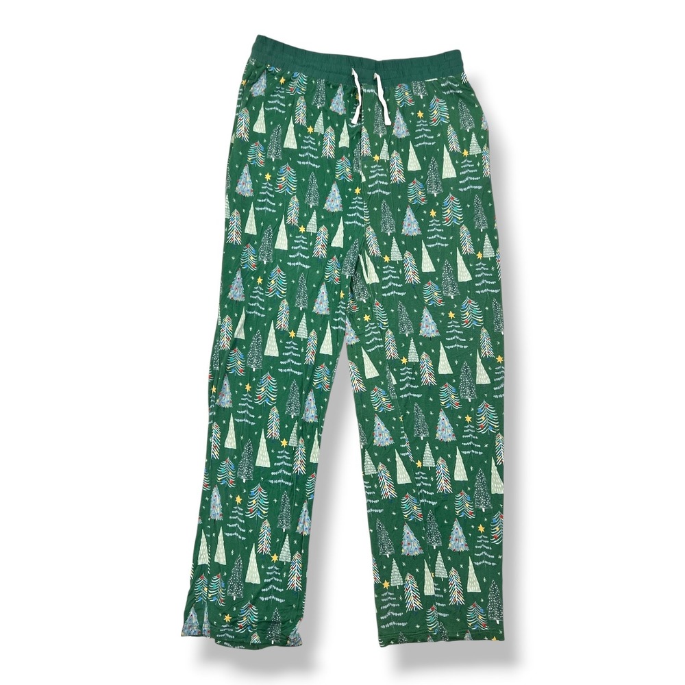 Little Sleepies Men's L Green Twinkling Trees Bamboo Pajama Set Christmas PJs - Picture 2 of 8